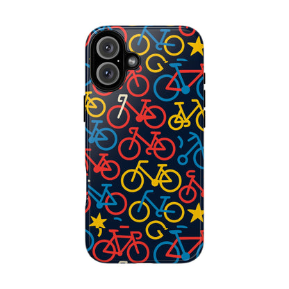 Multicolor Bicycle Pattern Protective Phone Case – Vibrant 3D Design for Stylish Protection – Compatible with iPhone 13, 14, 15 & 16 – All Models Including Pro, Pro Max & Plus