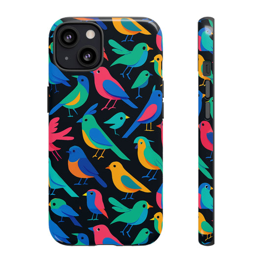 Vibrant Multicolour 3D Bird Print Protective Phone Case for Smart Devices – Unique Accessory for Trendsetters Compatible with iPhone 13, 14, 15 & 16 – All Models Including Pro, Pro Max & Plus
