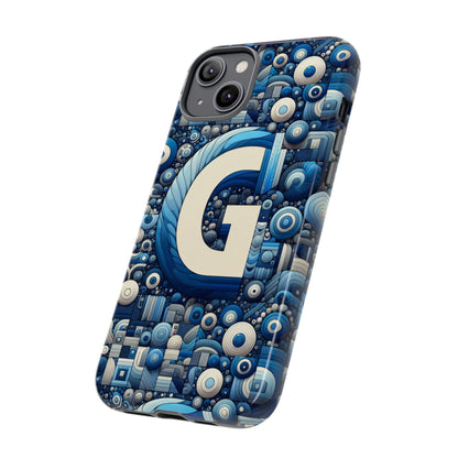 Blue Alphabet G Phone Case for iPhone and Android Shockproof Protective Cover with 3D Wrap Design and UV Protection