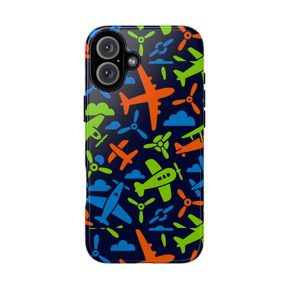 Vibrant Airplane Pattern Protective Phone Case for Colourful Accessory Durable Design Compatible with iPhone 13, 14, 15 & 16 – all models including Pro, Pro Max & Plus