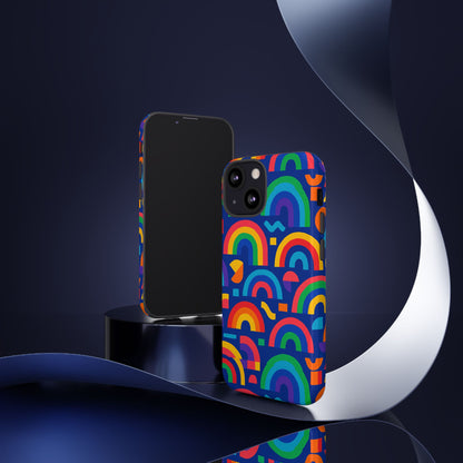 Vibrant Rainbow Geometric 3D Wrap Protective Phone Case for Stylish Accessories Compatible with iPhone 13, 14, 15 & 16 – All Models Including Pro, Pro Max & Plus