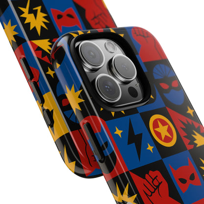 Vibrant Superhero Phone Case with Retro 3D Design for Stylish Protection Compatible with iPhone 13, 14, 15 & 16 – All Models Including Pro, Pro Max & Plus