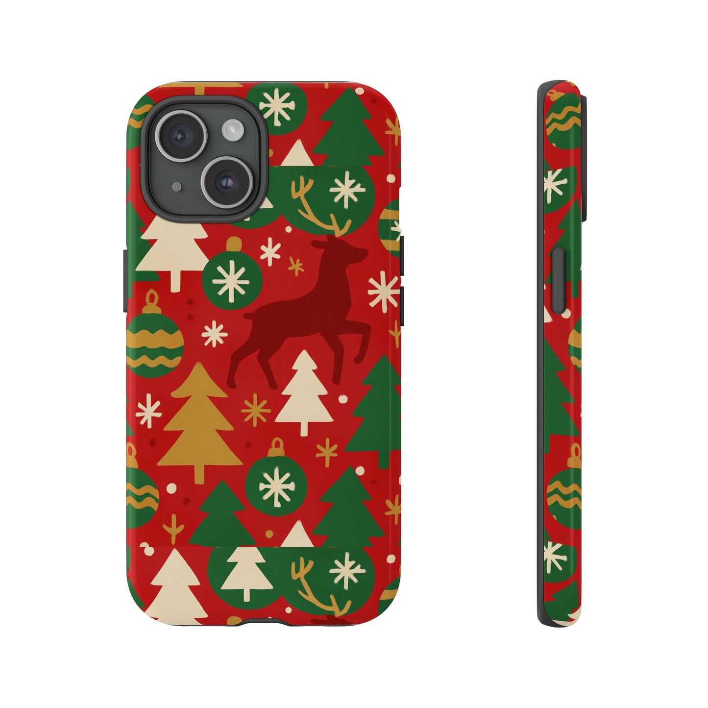 vibrant red christmas phone case with festive 3d design for stylish protection compatible with iphone 13, 14, 15 & 16 – all models including pro, pro max & plus