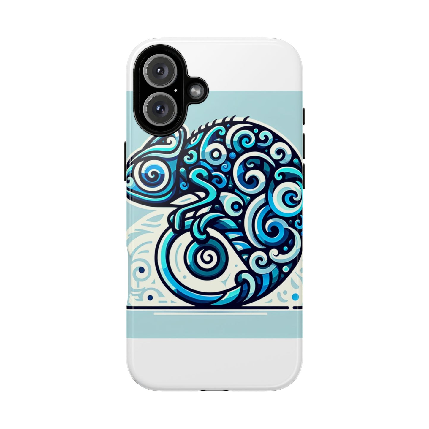 vibrant 3d wrap protective phone case with playful chameleon design in blue – unique accessory for self-expression compatible with iphone 13, 14, 15 & 16 – all models including pro, pro max & plus