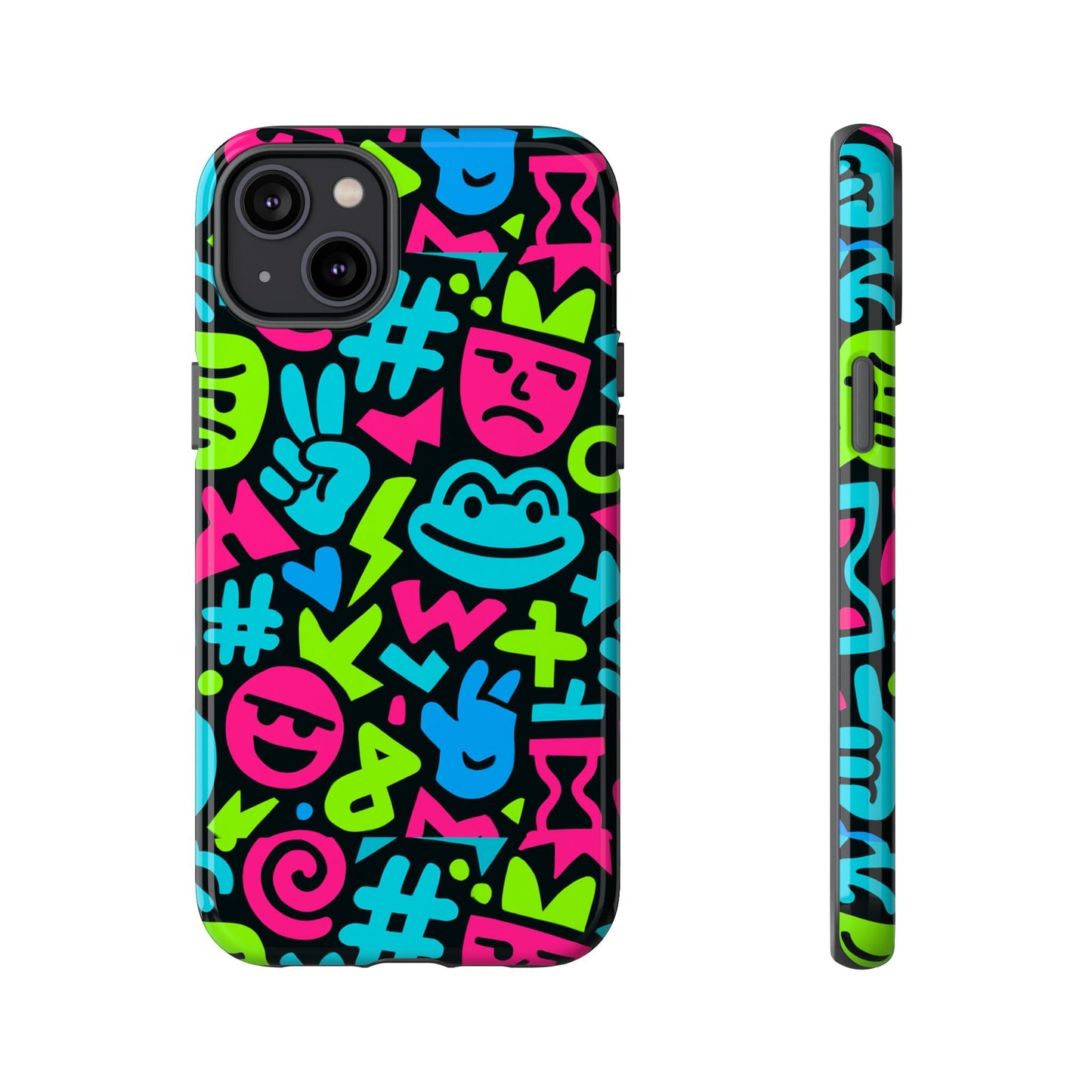 vibrant emoji pattern protective phone case colourful 3d design stylish protection for unisex smartphones compatible with iphone 13, 14, 15 & 16 – all models including pro, pro max & plus