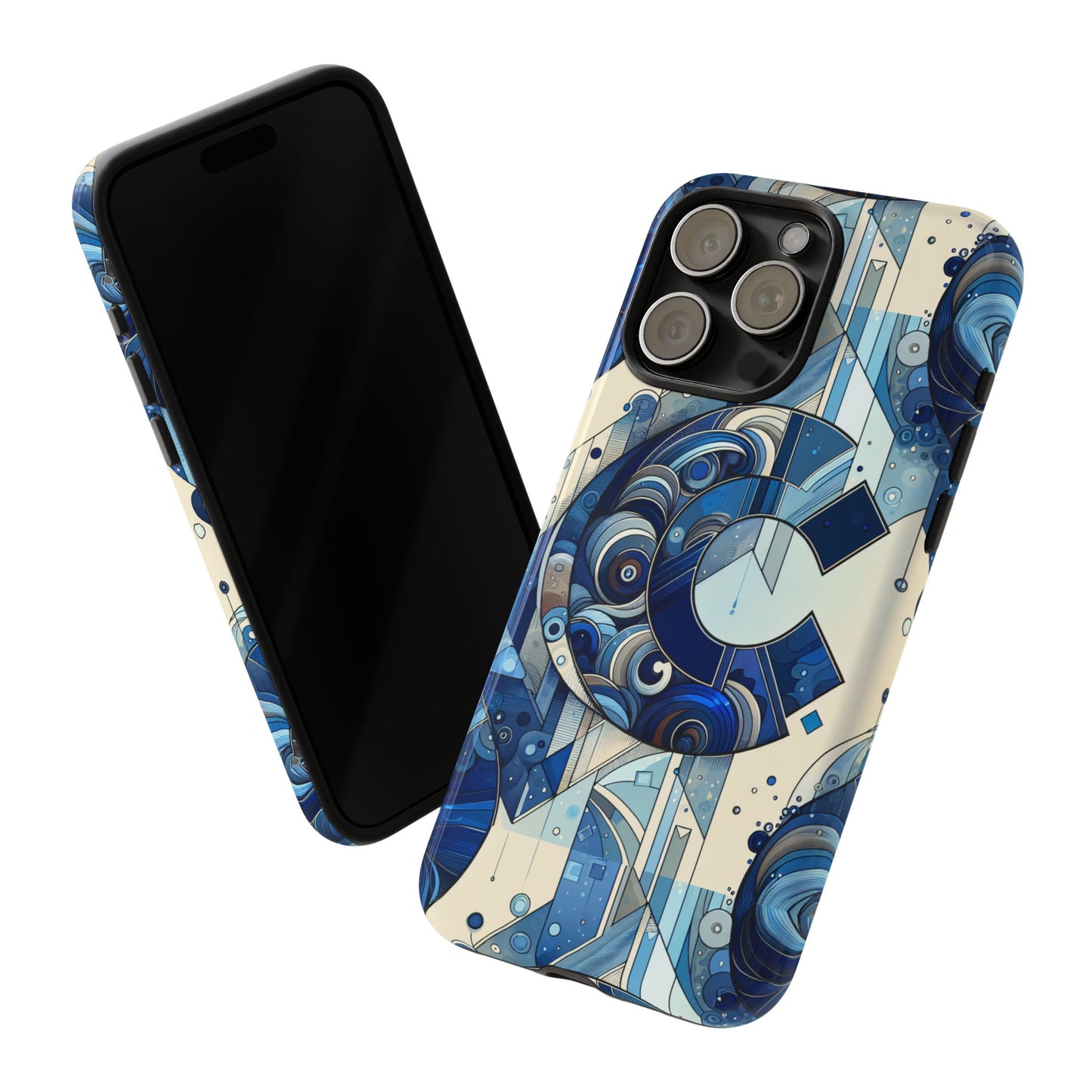 blue alphabet c phone case for smartphone protection with 3d wrap design, shock absorption, uv protection, durable silicone material, suitable for tech enthusiasts and individuality seekers