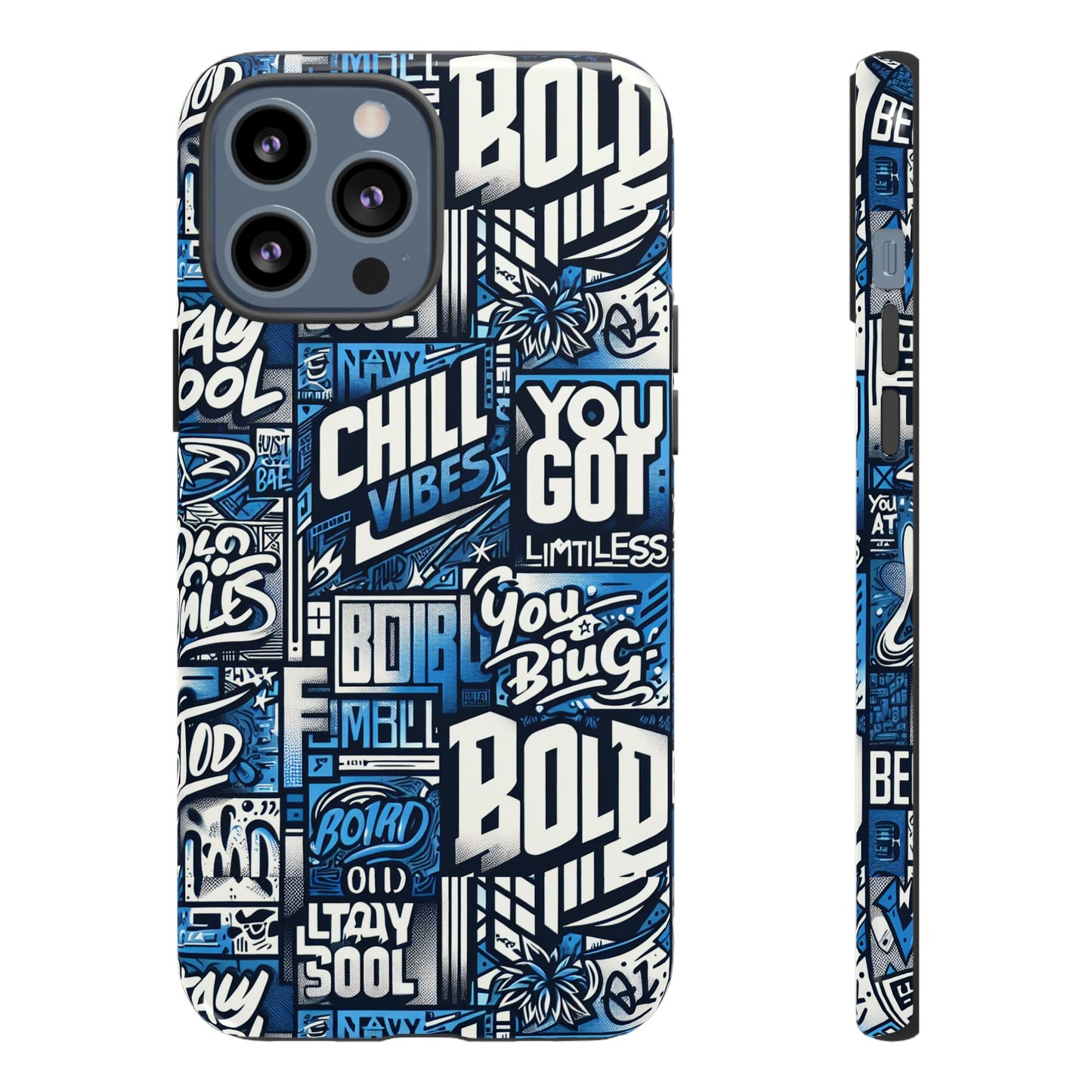 vibrant 3d typography phone case in blue – stylish protection for trendy individuals – compatible with iphone 13, 14, 15 & 16 – all models including pro, pro max & plus