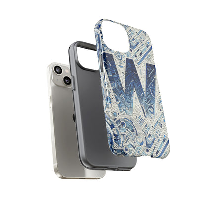 Blue Alphabet W Phone Case for Smartphones - Vibrant 3D Wrap Design with Shock Absorption and UV Protection, Suitable for Fans of Anime, Comics, and Unique Accessories