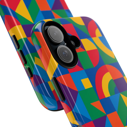 Vibrant 3D Geometric Phone Case with Bold Design Stylish Protection Accessory Compatible with iPhone 13, 14, 15 & 16 – all models including Pro, Pro Max & Plus