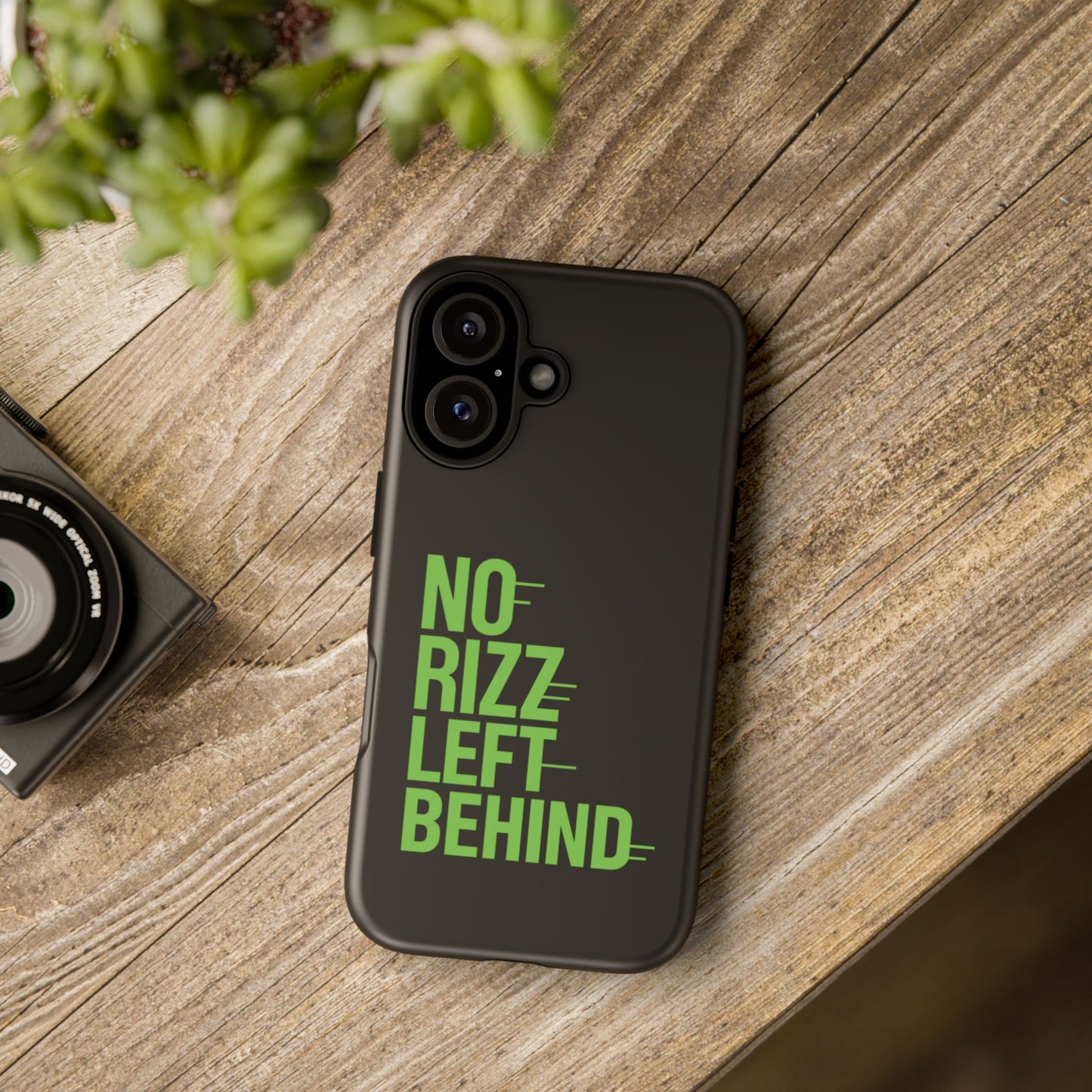 tough phone case - no rizz left behind, durable protection, shock absorbent, stylish design, perfect gift for adults, supports wireless charging, uv protected, lightweight accessory