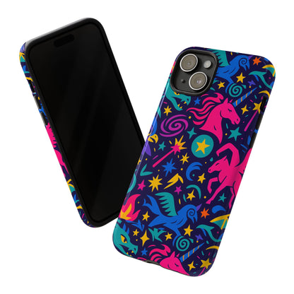 Vibrant Fantasy Unicorns Protective Phone Case – Colourful 3D Design for Stylish Protection – Compatible with iPhone 13, 14, 15 & 16 – All Models Including Pro, Pro Max & Plus