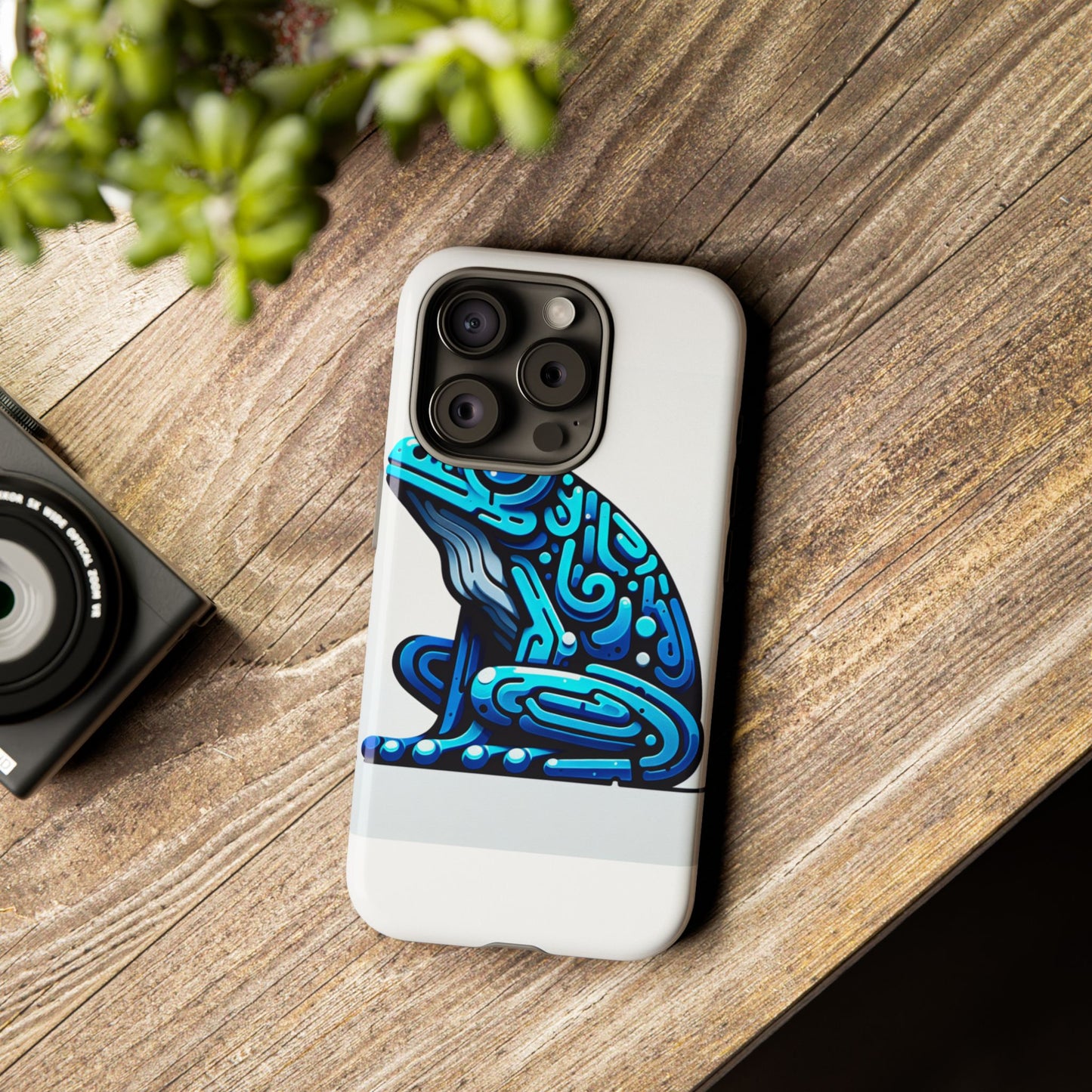 vibrant blue frog 3d wrap phone case for unique accessories retro style compatible with iphone 13, 14, 15 & 16 – all models including pro, pro max & plus