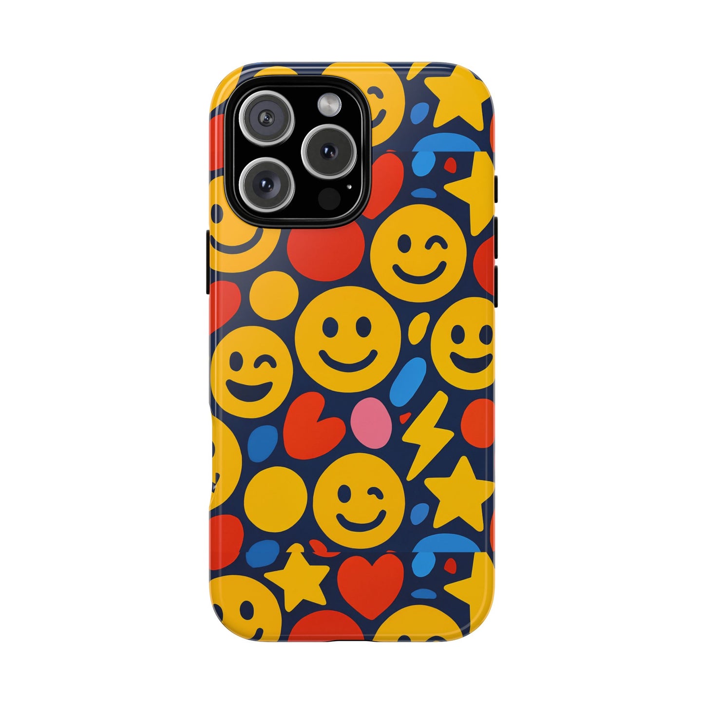 multicolour 3d emoji phone case for stylish protection – fun and playful design for kids and young adults compatible with iphone 13, 14, 15 & 16 – all models including pro, pro max & plus