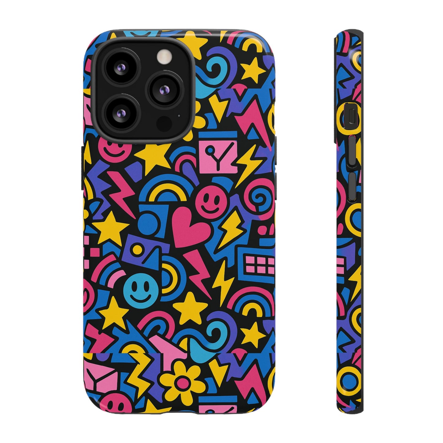 vibrant multicolour cartoon protective phone case – playful 3d design for stylish protection – compatible with iphone 13, 14, 15 & 16 – all models including pro, pro max & plus