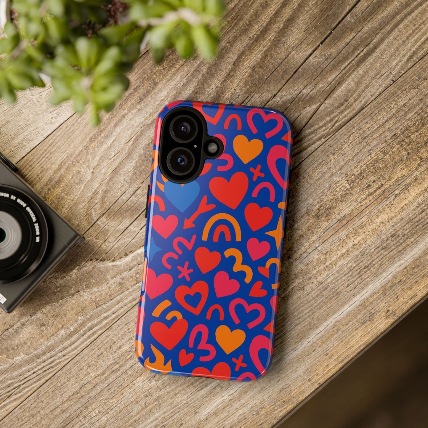 vibrant multicolour heart design protective phone case stylish accessory for self-expression compatible with iphone 13, 14, 15 & 16 – all models including pro, pro max & plus