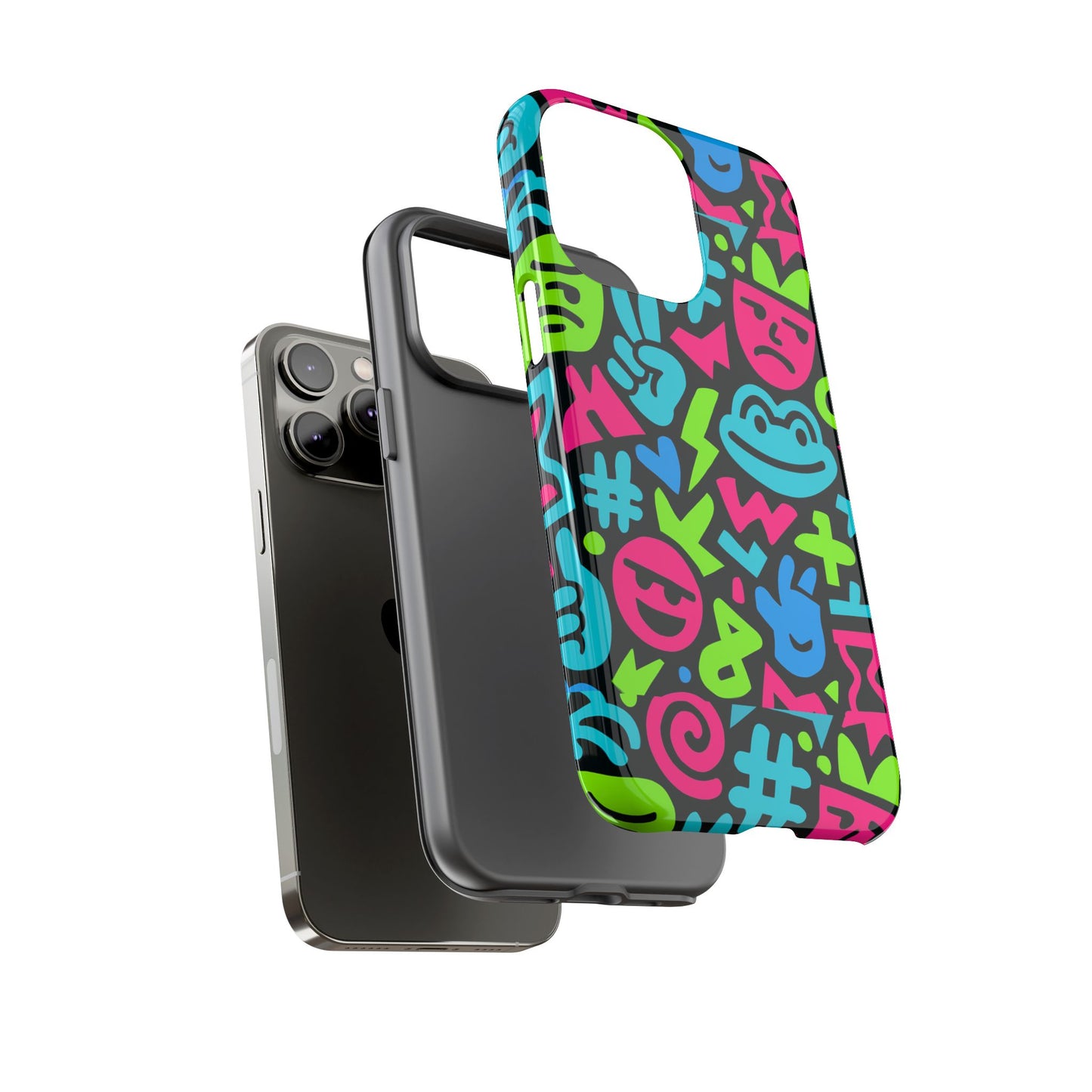 vibrant emoji pattern protective phone case colourful 3d design stylish protection for unisex smartphones compatible with iphone 13, 14, 15 & 16 – all models including pro, pro max & plus