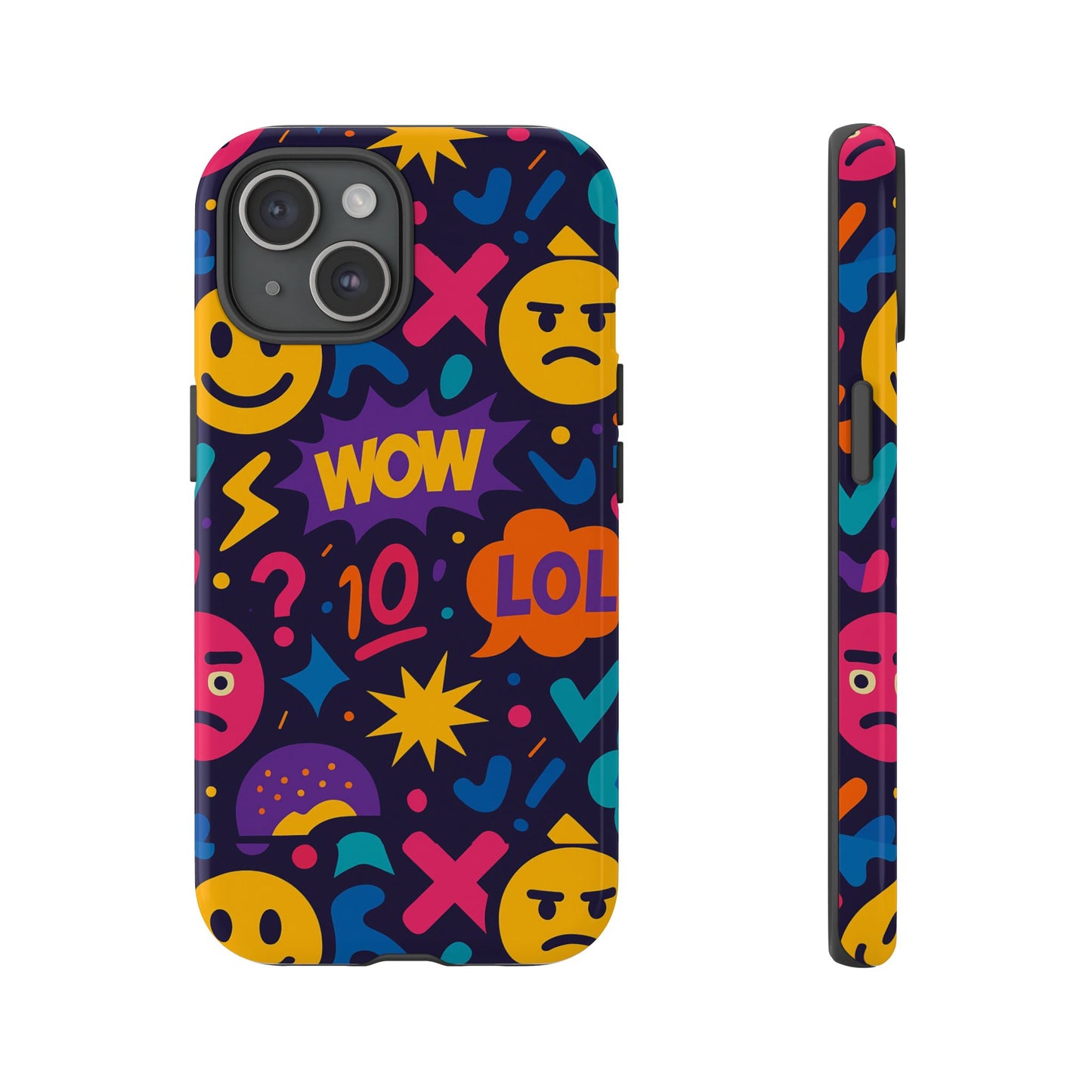 vibrant 3d emoji phone case with fun multicolour design for stylish protection compatible with iphone 13, 14, 15 & 16 – all models including pro, pro max & plus