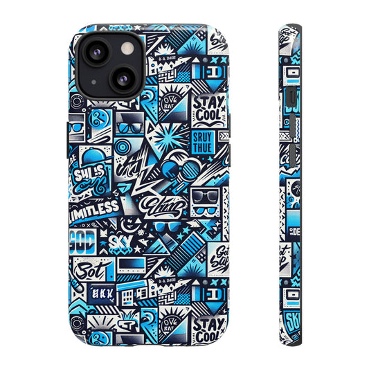 Vibrant 3D Wrap Stylish Protective Phone Case in Playful Blue and Black Design for Trendsetters Compatible with iPhone 13, 14, 15 & 16 – all models including Pro, Pro Max & Plus