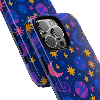 Vibrant Space Theme Protective Phone Case for Unisex – Colourful 3D Design Fashion Accessory Compatible with iPhone 13, 14, 15 & 16 – All Models Including Pro, Pro Max & Plus