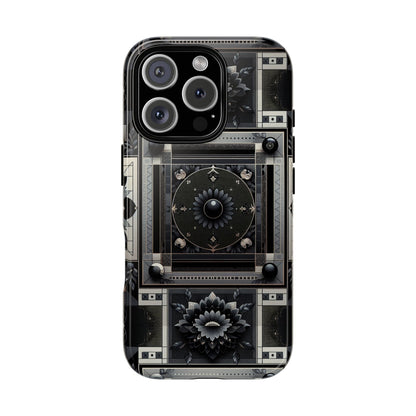 Pattern Image 4 Vibrant Shockproof Phone Case for Anime and Comic Fans, Geometric Black and Silver Design, Durable Protective Cover Compatible with iPhone 13, 14, 15 & 16 – all models including Pro, Pro Max & Plus