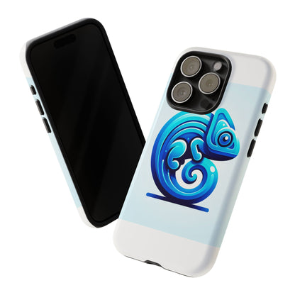 Vibrant 3D Chameleon Phone Case in Blue Retro Design for Stylish Protection – Compatible with iPhone 13, 14, 15 & 16 – all models including Pro, Pro Max & Plus