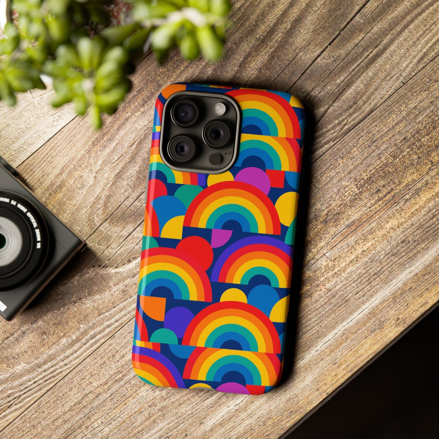 multicolour rainbow design protective phone case – stylish 3d wrap finish for unique expression – compatible with iphone 13, 14, 15 & 16 – all models including pro, pro max & plus