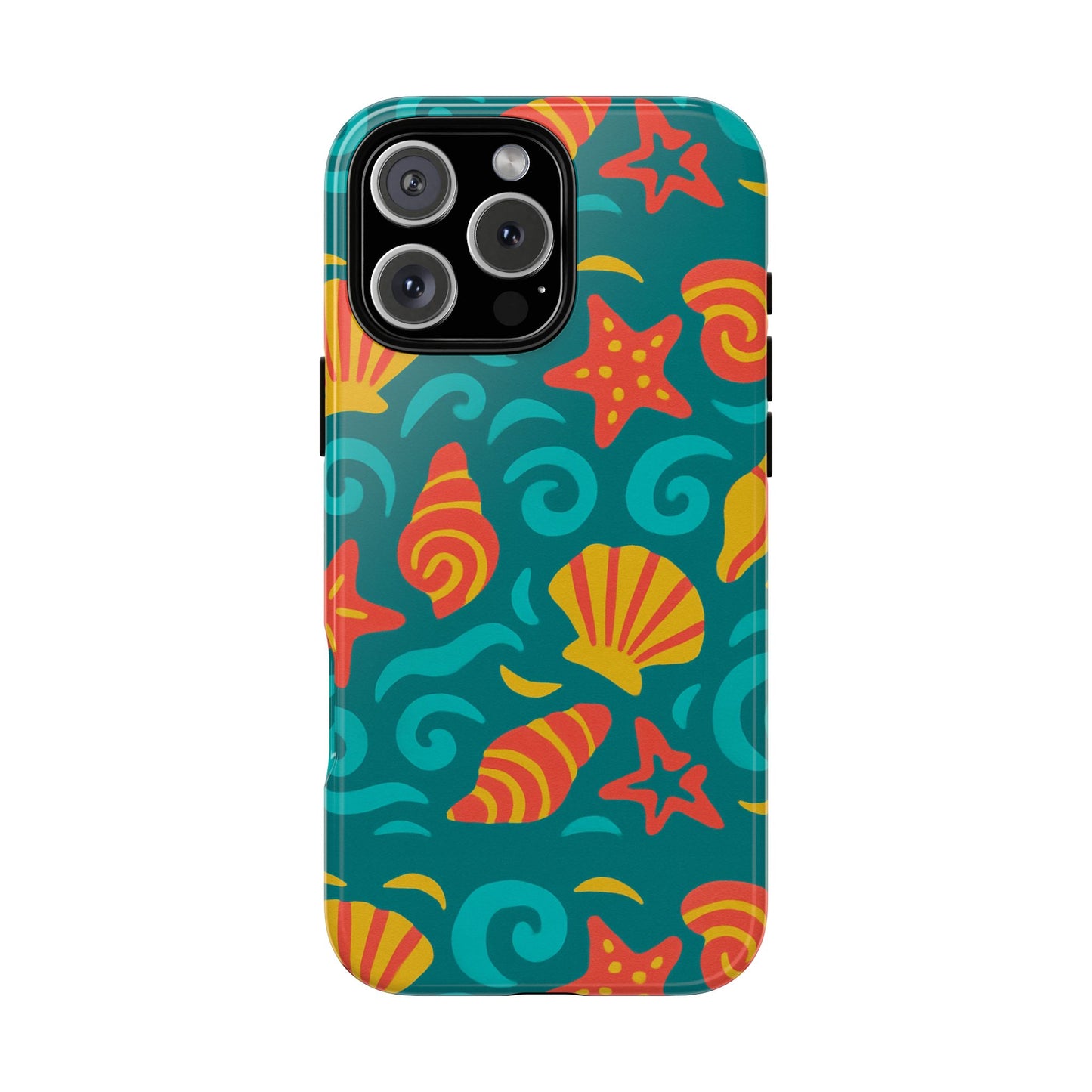 vibrant coastal shell pattern protective phone case for stylish self-expression compatible with iphone 13, 14, 15 & 16 – all models including pro, pro max & plus