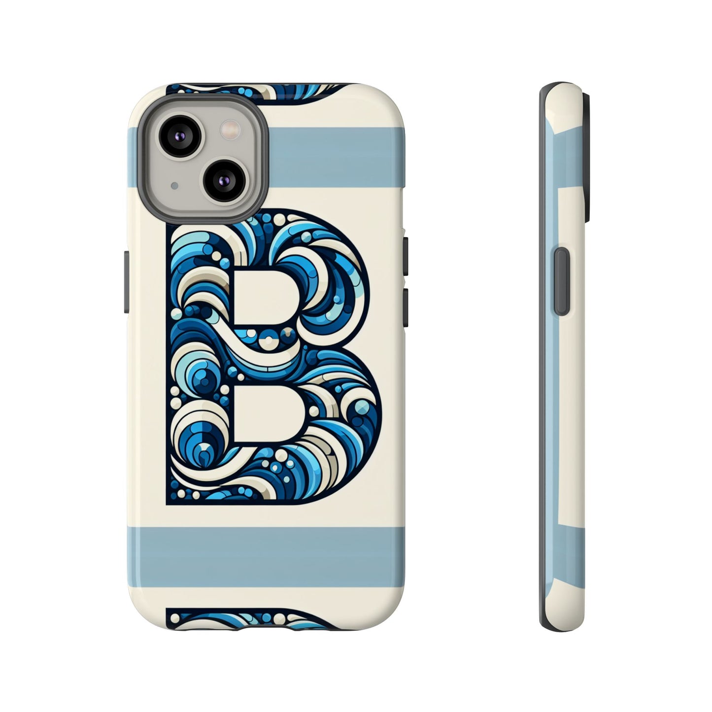 blue alphabet letter b phone case with 3d wrap and shock protection for kids and teens durable tpu cover with vibrant design