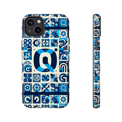Blue Alphabet Letter Q Phone Case with 3D Wrap Protective Cover for Smartphones Kids and Adults Stylish Silicone Shock Absorption Durable Design