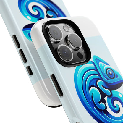Vibrant 3D Chameleon Phone Case in Blue Retro Design for Stylish Protection – Compatible with iPhone 13, 14, 15 & 16 – all models including Pro, Pro Max & Plus