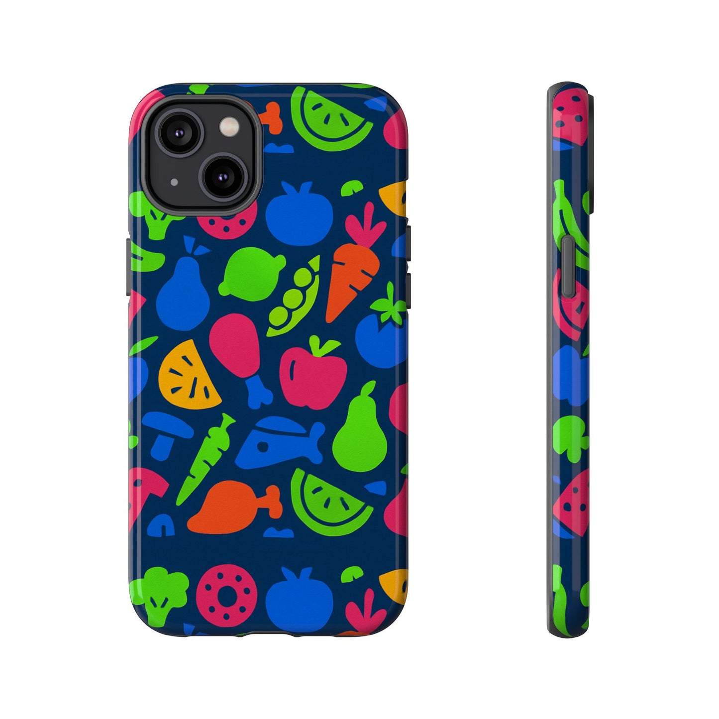 vibrant 3d fruit pattern protective phone case with glossy finish for stylish protection, compatible with iphone 13, 14, 15 & 16 – all models including pro, pro max & plus