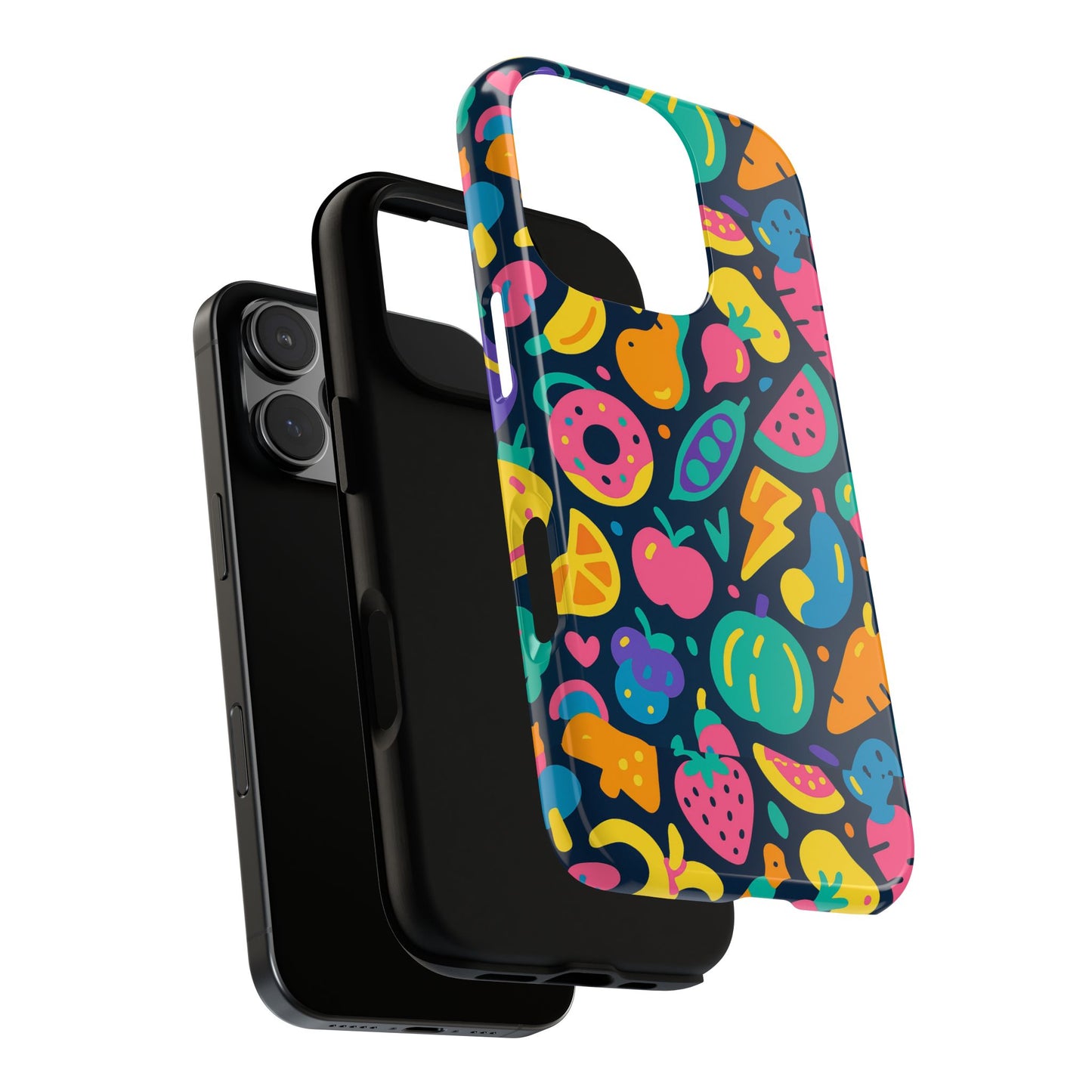 vibrant 3d fruit pattern protective phone case colourful accessory for stylish individuals compatible with iphone 13, 14, 15 & 16 – all models including pro, pro max & plus