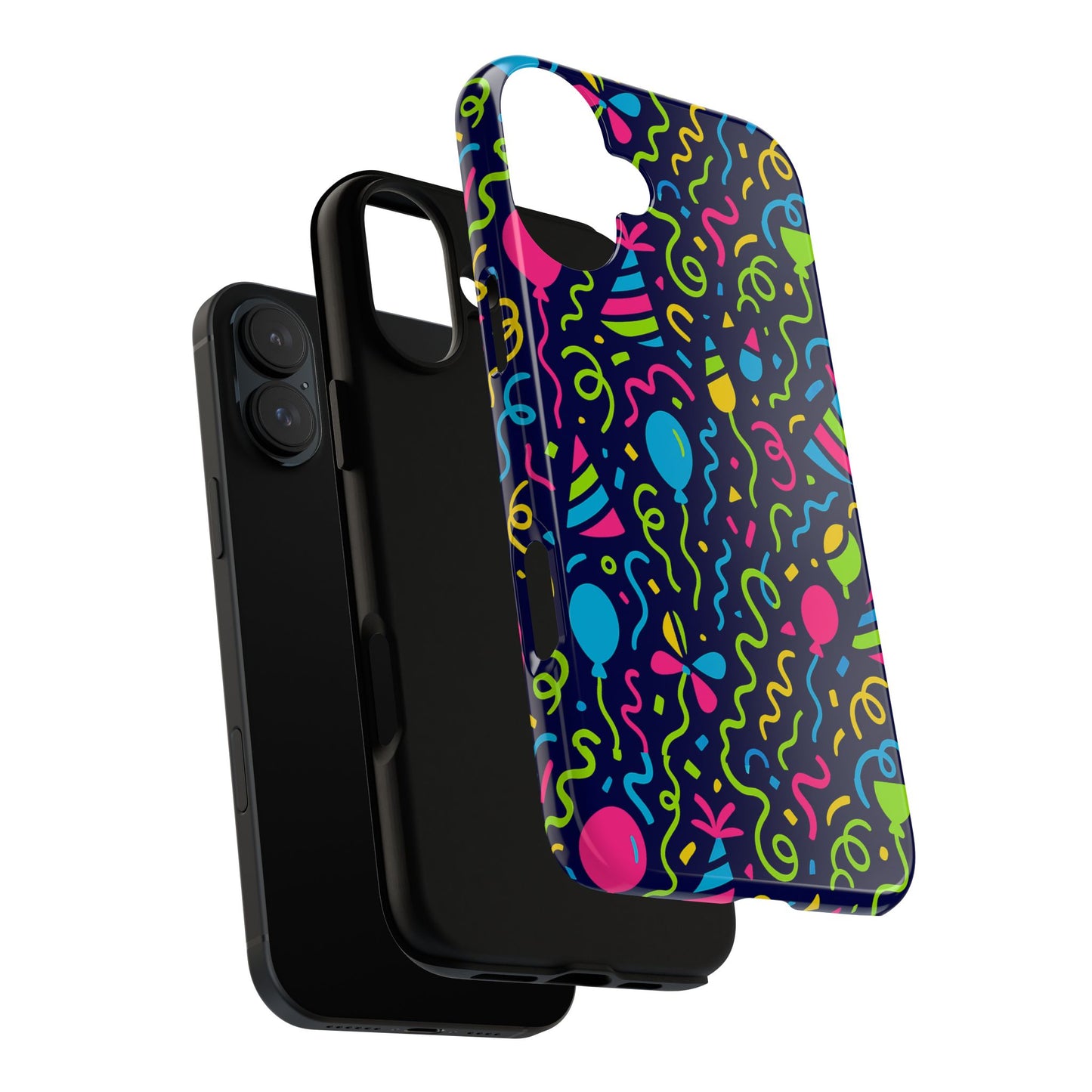 vibrant 3d wrap protective phone case with multicolour party design for playful smartphone accessories compatible with iphone 13, 14, 15 & 16 – all models including pro, pro max & plus