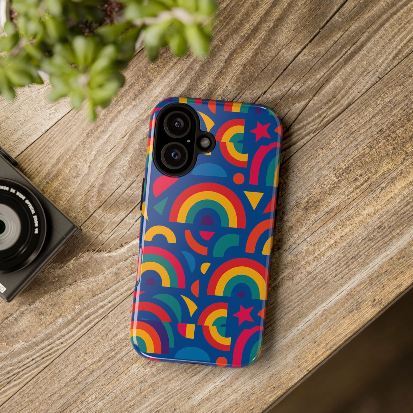 vibrant 3d geometric phone case in multicolour design for stylish protection compatible with iphone 13, 14, 15 & 16 – all models including pro, pro max & plus