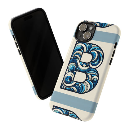 Blue Alphabet Letter B Phone Case with 3D Wrap and Shock Protection for Kids and Teens Durable TPU Cover with Vibrant Design