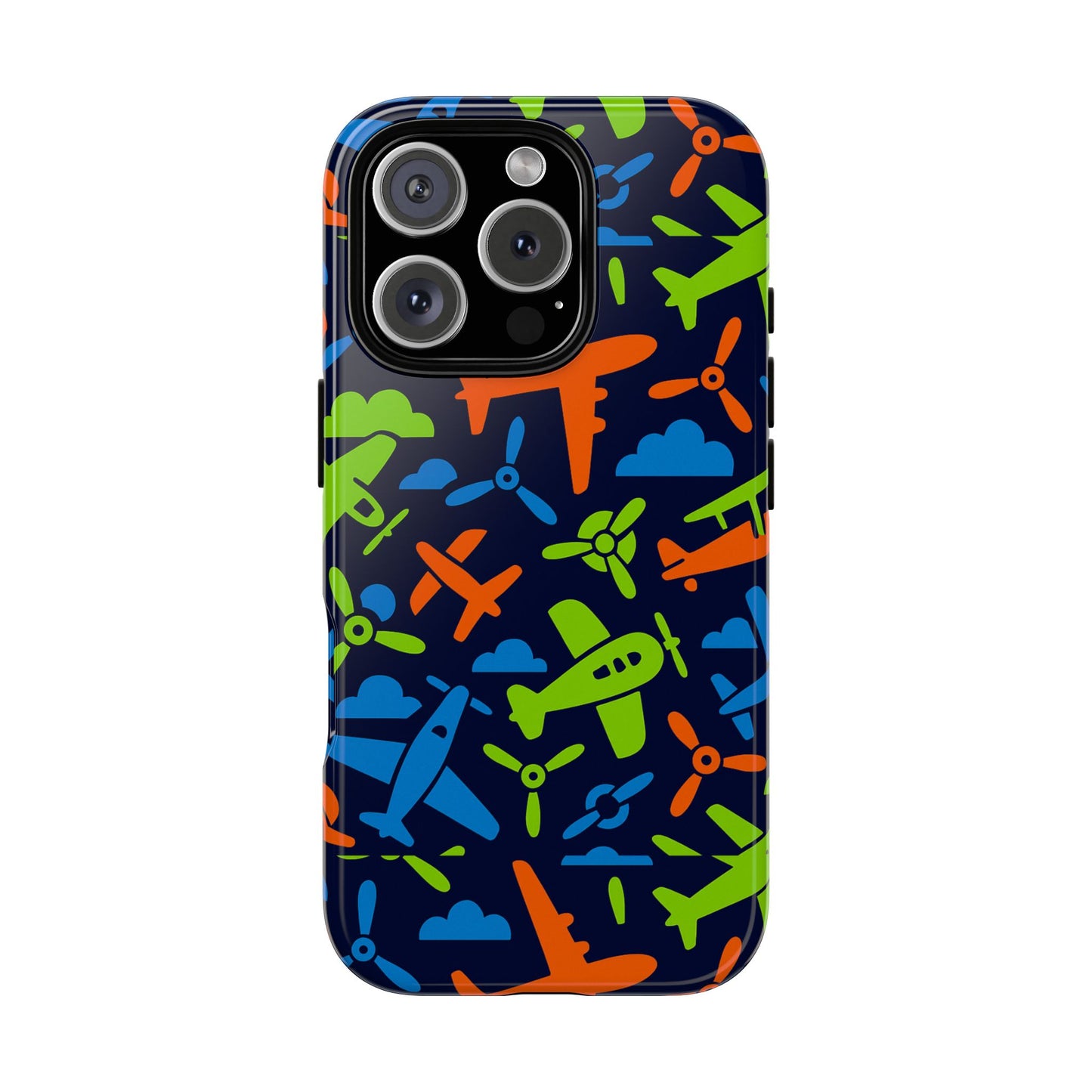 vibrant airplane pattern protective phone case for colourful accessory durable design compatible with iphone 13, 14, 15 & 16 – all models including pro, pro max & plus