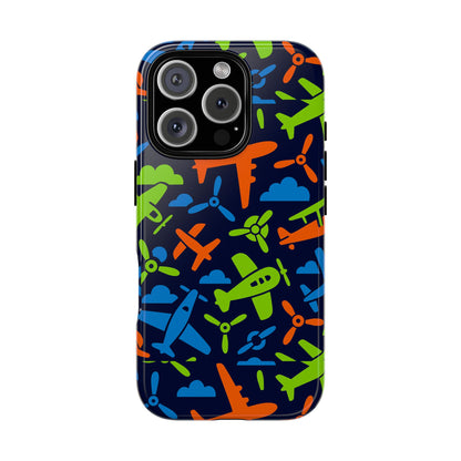 Vibrant Airplane Pattern Protective Phone Case for Colourful Accessory Durable Design Compatible with iPhone 13, 14, 15 & 16 – all models including Pro, Pro Max & Plus