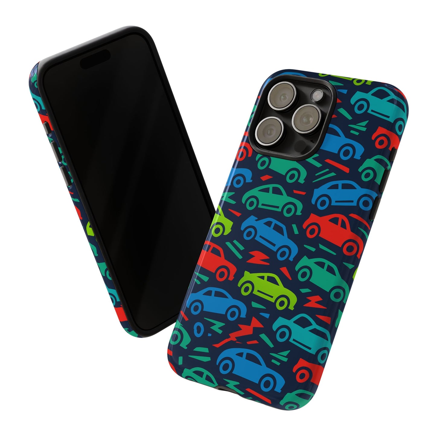 vibrant retro automotive design protective phone case for kids and adults – colourful 3d wrap style – stylish protection compatible with iphone 13, 14, 15 & 16 – all models including pro, pro max & plus