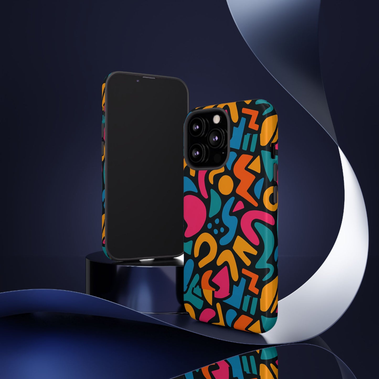 vibrant multicolour abstract 3d wrap phone case for stylish protection, unisex smartphone cover, compatible with iphone 13, 14, 15 & 16 – all models including pro, pro max & plus