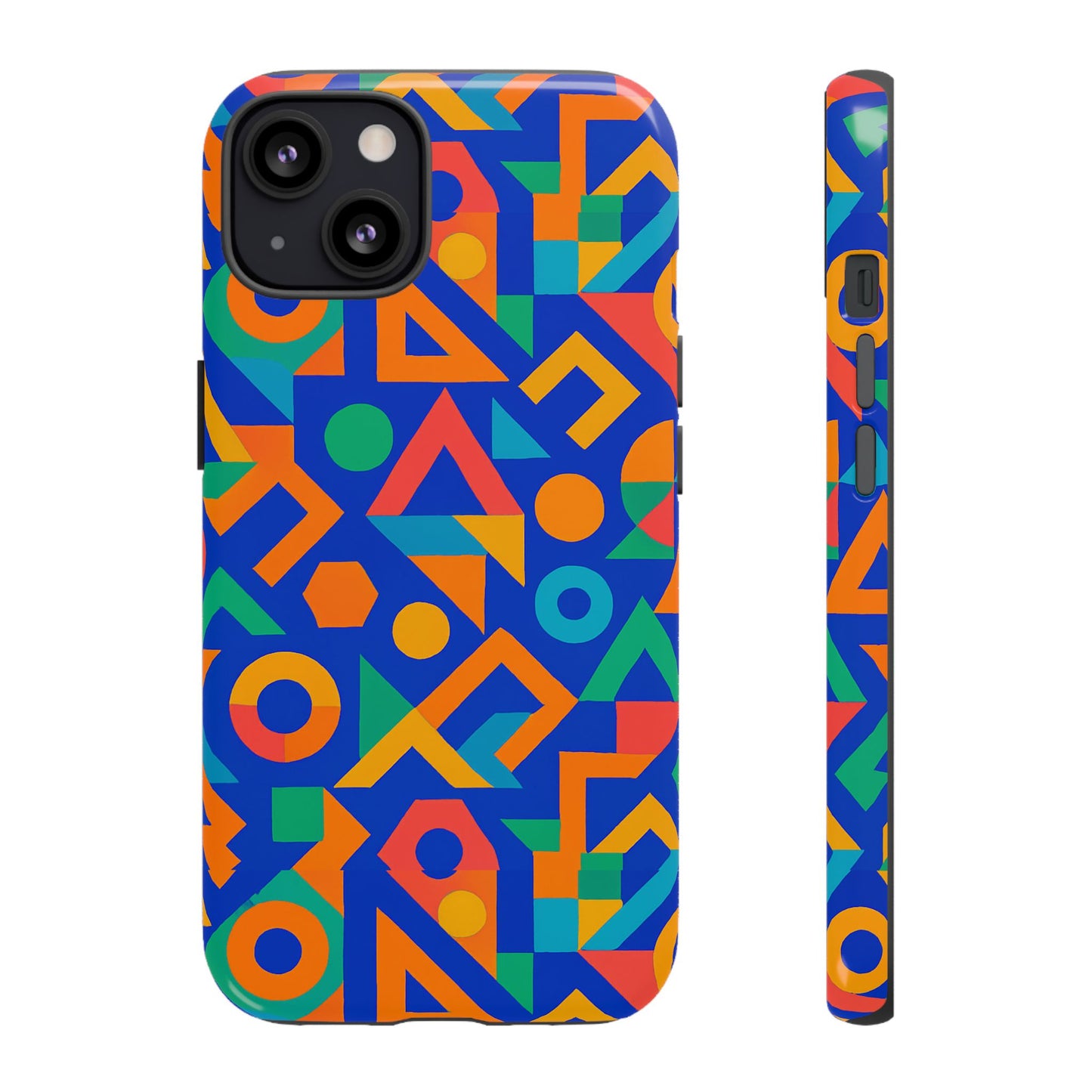 multicolour geometric 3d wrap protective phone case – vibrant accessory for creative individuals compatible with iphone 13, 14, 15 & 16 – all models including pro, pro max & plus