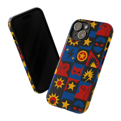 Vibrant Superhero Phone Case with Retro 3D Design for Stylish Protection Compatible with iPhone 13, 14, 15 & 16 – All Models Including Pro, Pro Max & Plus