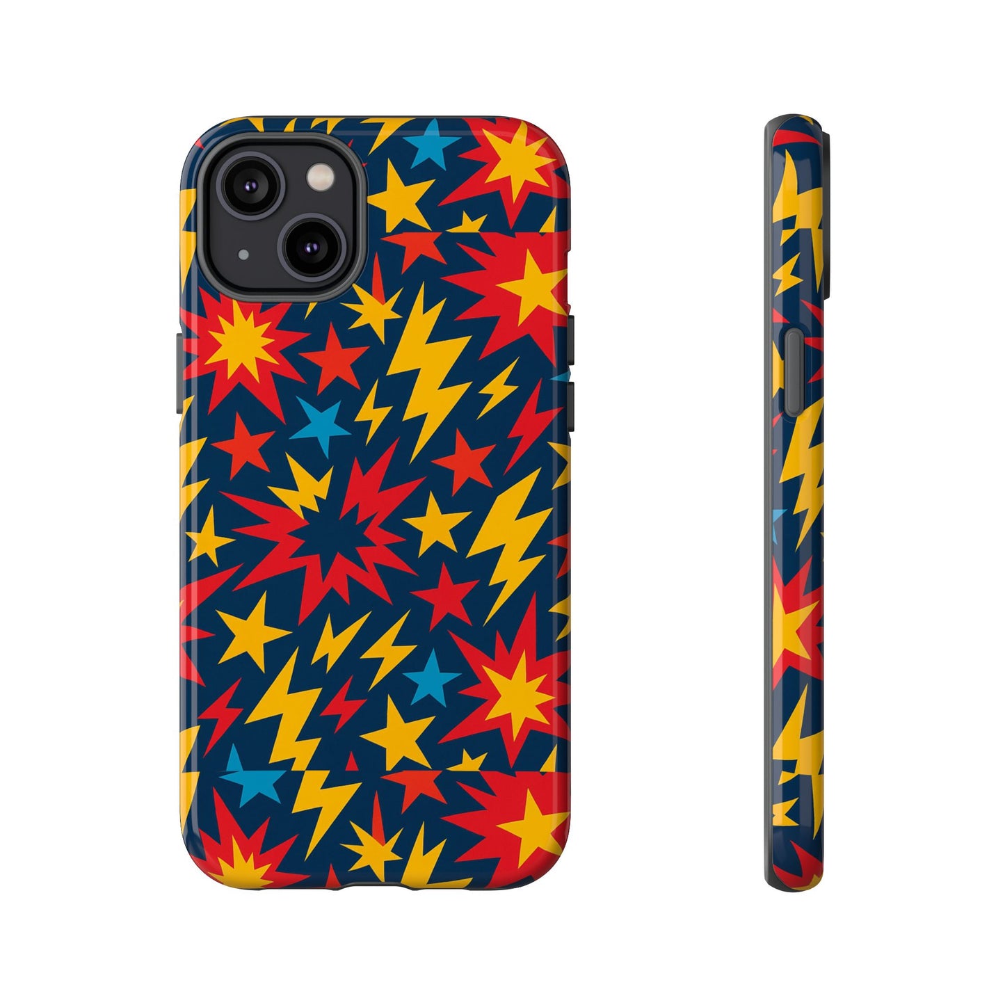 vibrant 3d superhero phone case with colourful lightning design for men and women, stylish protection compatible with iphone 13, 14, 15 & 16 – all models including pro, pro max & plus