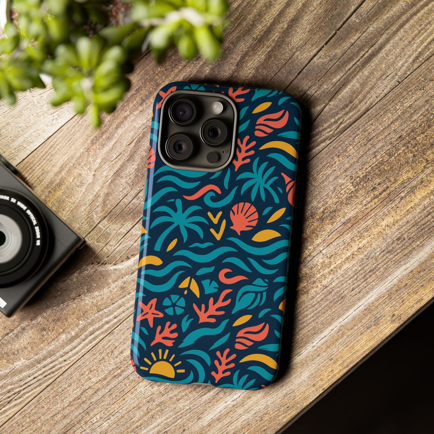 vibrant tropical pattern phone case with 3d design for stylish protection compatible with iphone 13, 14, 15 & 16 – all models including pro, pro max & plus