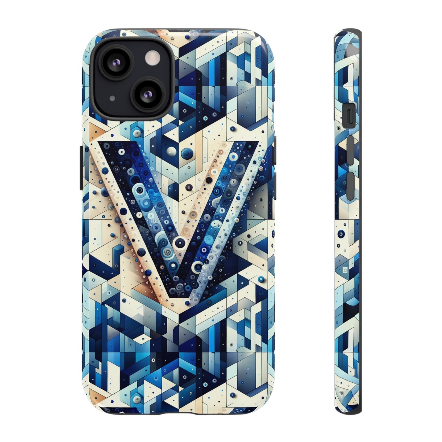 blue alphabet v phone case for samsung and iphone shockproof protective cover with 3d wrap design and uv resistance