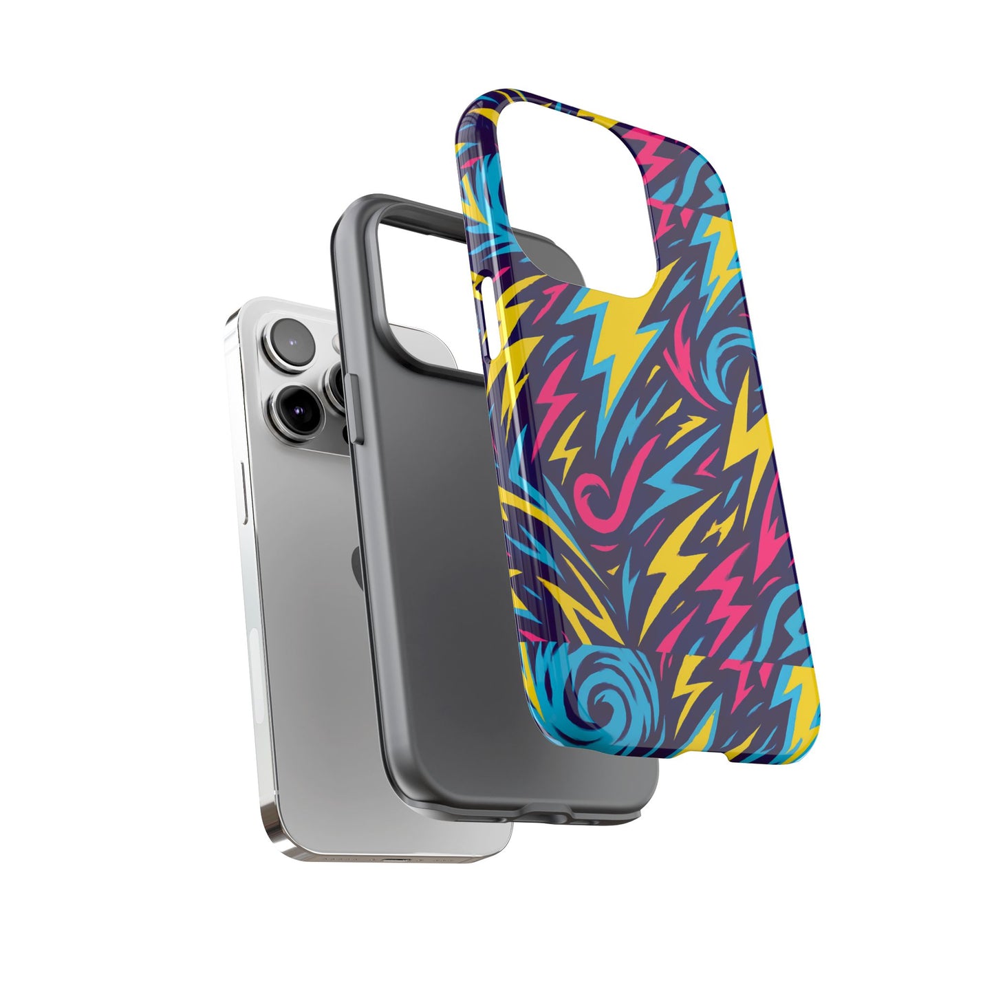 vibrant retro lightning bolt protective phone case with 3d design for fashion lovers compatible with iphone 13, 14, 15 & 16 – all models including pro, pro max & plus
