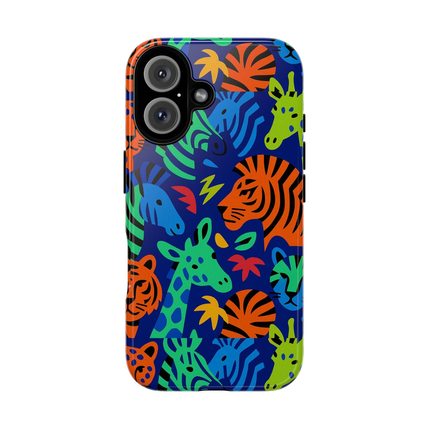 vibrant animal print 3d wrap protective phone case stylish accessory for men and women compatible with iphone 13, 14, 15 & 16 – all models including pro, pro max & plus