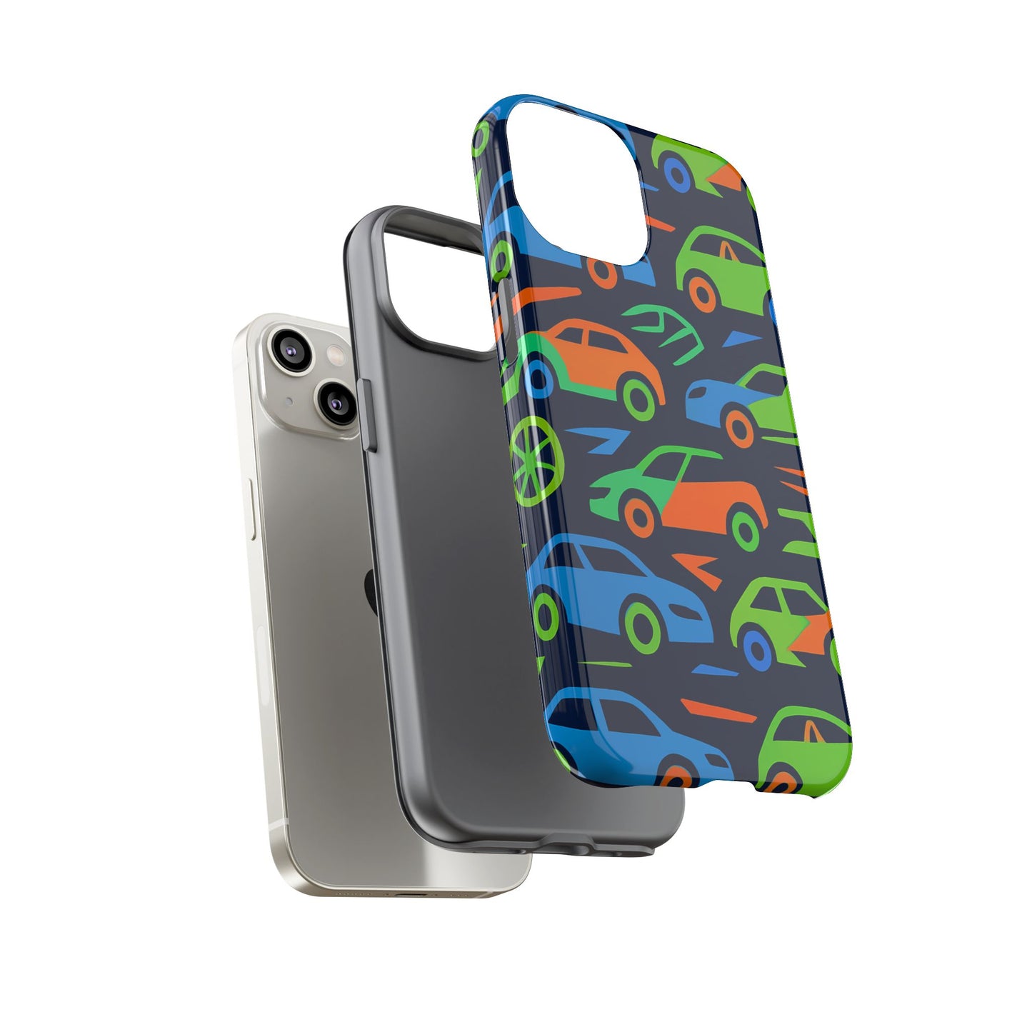 vibrant 3d car pattern protective phone case for expressive individuals stylish accessory compatible with iphone 13, 14, 15 & 16 – all models including pro, pro max & plus