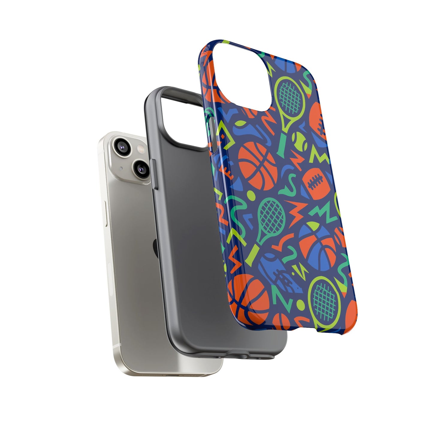 vibrant 3d sports pattern protective phone case for unisex – colourful accessory for stylish protection compatible with iphone 13, 14, 15 & 16 – all models including pro, pro max & plus