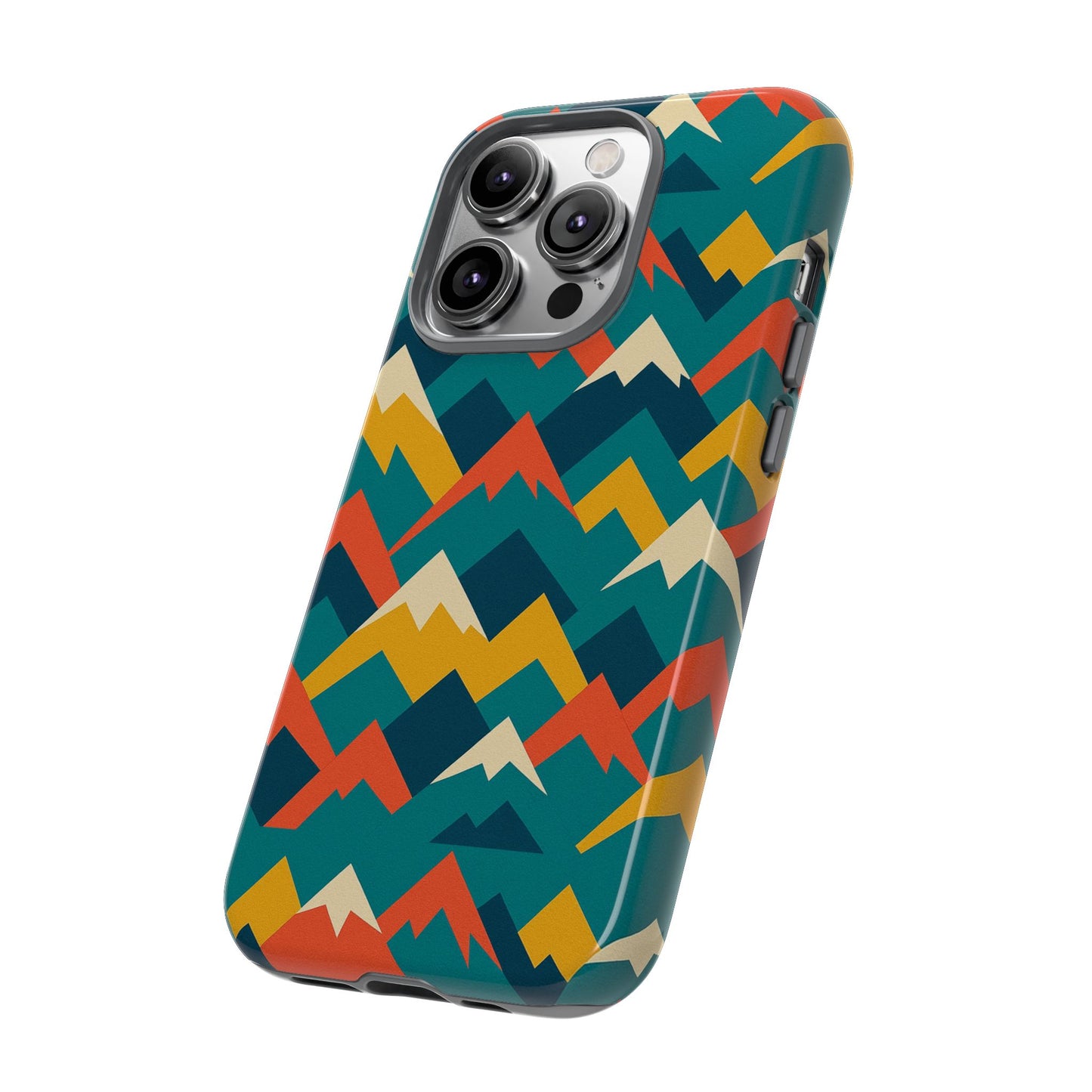 vibrant mountain pattern 3d wrap protective phone case stylish accessory for men and women compatible with iphone 13, 14, 15 & 16 – all models including pro, pro max & plus