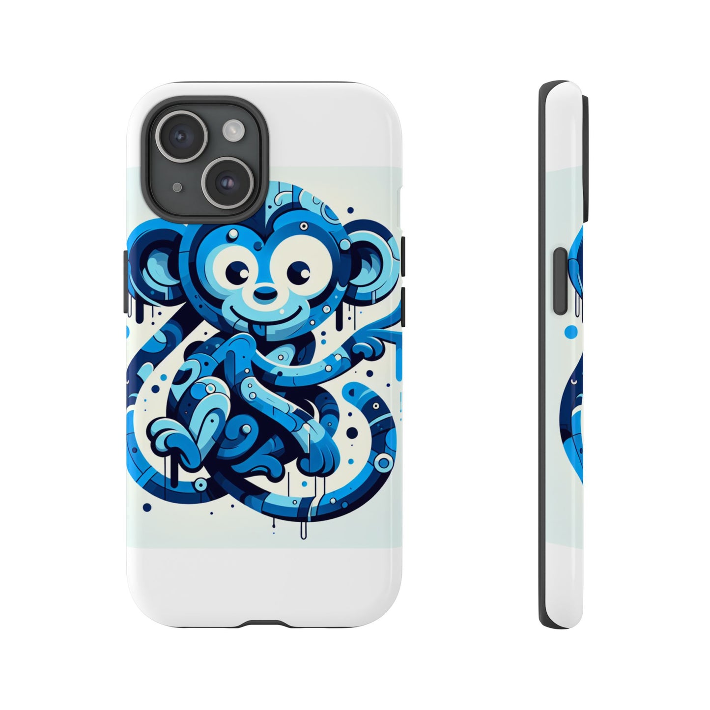 protective 3d wrap phone case with playful monkey design in blue – stylish protection for men and women compatible with iphone 13, 14, 15 & 16 – all models including pro, pro max & plus
